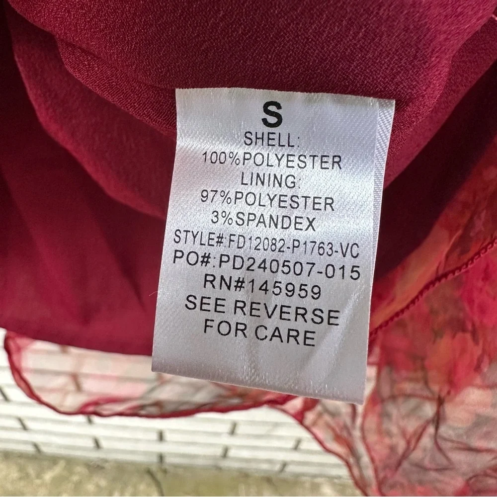 VICI Tiny Dancer Red Floral Tiered Mini Dress Halter Neck Open Back Size Small - Picture 7 of 10